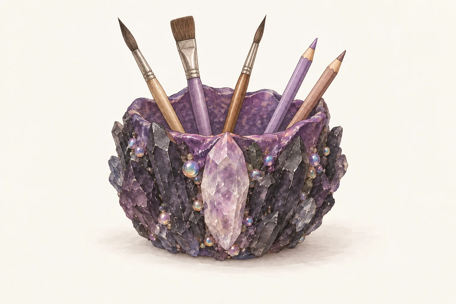 The same vessel holding artist brushes